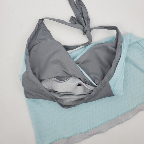 Patagonia Layered Mesh Padded Halter Top‎ Aqua Blue/Grey Small - Picture 7 of 9